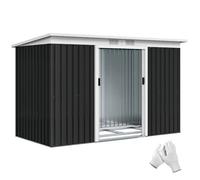 Abri de jardin - Outsunny - acier galvanisé XXL 3,6 m² kit fondation portes coulissantes - acier - 280x130x172cm - noir