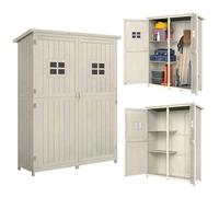 Outsunny Abri de jardin armoire outils bois sapin 2 étagères 2 portes gris 127,5x50x164cm