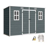 Abri de jardin 3,2 m² porte plancher fenêtre effet bois gris