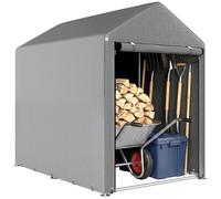 Outsunny Abri de jardin Tente de stockage Abri vélo Cadre métal galvanisé 1,2x1,8m Gris Gris