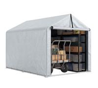 Outsunny Abri de Jardin Tente de Stockage imperméable abri Moto Porte Enroulable, Garage pour vélo et Outils Rangement et Stockage pour vélo Moto Bois Outils, 162 x 221,5 x 163 cm, Gris Clair