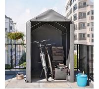 Abri de jardin pliant 187x100x160 cm en acier pulvérisé noir et bâche PE soft gray, pour vélo et outils