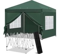 Abri de jardin pop-up léger, imperméable et vert, en toile Oxford - 300 x 256 x 300 cm - avec système de ventilation - ventilateurs inclus