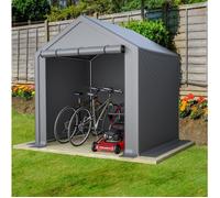 Abri de jardin porte enroulable zippee - ELVMI - pour velos et outils en metal et PE gris fonce 190 × 170 × 200 cm