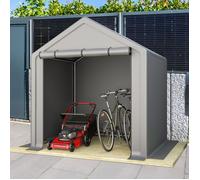 Abri de jardin porte enroulable zippée - MODENVIE - rangement vélos en acier galvanisé gris foncé 190 × 170 × 200 cm