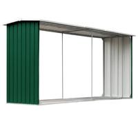 Abri de jardin pour bois – 330 x 92 x 153 cm – Acier galvanisé – Vert – Résistant aux intempéries – Range-bois pour jardin