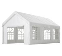 Abri de jardin pour véhicules, double porte, dimensions 3x6 mètres, imperméable, structure en rotin synthétique et cadre en fer, type carport