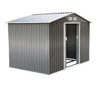 Outsunny Abri de Jardin 2,77L x 1,91l x 1,92H m Fondation Incluse Porte coulissante ventilations tôle Acier Gris