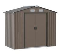 Outsunny Abri de jardin métal 2,77 m² (213×130×185 cm) porte coulissante verrouillable - Marron