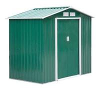 Abri de jardin - remise pour outils - cabanon porte verrouillable - dim. 213L x 130l x 185H cm - tôle d'acier vert Vert G