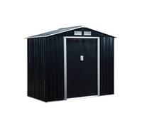 Outsunny Abri de Jardin en métal 2,77 m² cabane de Jardin 213 x 130 x 185 cm cabanon Rangement Outils avec kit de Fondation, Porte coulissante verrouillables et 4 aérations - Gris foncé
