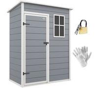 Abri de jardin - remise pour outils - cabanon porte verrouillable, fenêtre - dim. 151L x 92l x 193H cm - alu PP gris blanc G