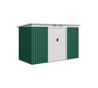 Abri de jardin - remise pour outils - cabanon portes verrouillables - dim. 2,8L x 1,3l x 1,72H m - tôle d'acier vert blanc