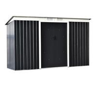 Outsunny Abri de Jardin remise à outils en acier galvanisé avec portes coulissantes, dim. 280L x 130l x 172H cm, noir-AOSOM.fr