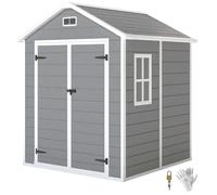 Abri de jardin Résine 2.4m² Plancher Alu Portes Serrure 3 Fenêtres Étanche UV