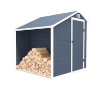 Abri de Jardin Résine Gardiun Sylvana A 3,92 m² 204x192x204 cm avec Range Bûches Extérieur Anthracite