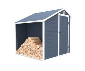 Abri de Jardin Résine Gardiun Sylvana A 3,92 m² 204x192x204 cm avec Range Bûches Extérieur Anthracite