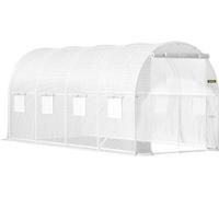 Abri de jardin - Structure galvanisée - Toile imperméable - 450/215/215 cm - Blanc - Abri de jardin - Abri pour plates-bandes - Abri pour plantes grimpantes