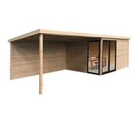 Abri de jardin Tavira 4036 x 3036 mm + auvent 3948 mm ? 28 mm Marron