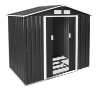 Abri de jardin - TECTAKE - Remise en métal 2,7 m² toiture 2 pans avec fondation 4 ouvertures de ventilation - Gris/Blanc
