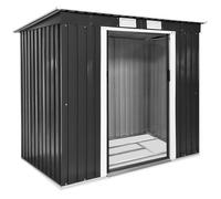 Abri de jardin - TECTAKE - Remise en métal 2,7 m² toiture monopente avec fondation 2 ouvertures de ventilation - Gris/Blanc