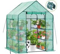 Abri de jardin - Tente à 3 niveaux avec 12 arceaux - Serre pour plantes et fleurs - Toile en PE renforcée - Robuste et facile à monter - 143 x 143 x 195 cm