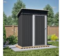 Abri de Jardin Toit Plat 152,2x83,6x182 cm, métal laqué, Noir | Format étroit qui s'installe partout, rangement sécurisé