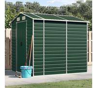 Abri de jardin vert 191 x 215 x 198 cm, abri de jardin en acier galvanisé avec 4 ouvertures d'aération, abri de rangement d'extérieur robuste pour outils de jardin, bois de chauffage, meubles