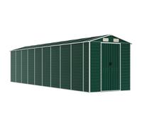 Abri de jardin vert 191 x 810 x 198 cm en acier galvanisé | 4 ouvertures d'aération, toit incliné, robuste, pour outils de jardin et bois de chauffage