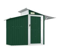 Abri De Jardin Vert 270x130x208,5 Cm Acier Galvanisé | Rangement extérieur spacieux, porte avec poignée, aération pratique, panneau toit transparent