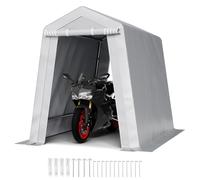 VEVOR Abri de Jardin, 183 x 245 cm, Tente de Rangement avec Double Porte à Fermeture Éclair Enroulable, Abri de Stockage Portable Robuste, Garage Extérieur pour Motos, Vélos, Outils de Jardin, Gris