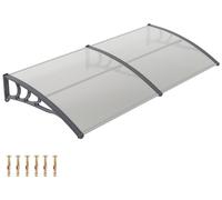 Abri de porte d'entrée COSTWAY, 197 x 89 cm, auvent de porte en aluminium et polycarbonate, auvent incurvé transparent, auvent plat, auvent pour porte d'entrée, couleur gris clair