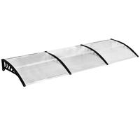 Abri de porte Moonbite, dimensions 90 x 295 cm, auvent en forme de dôme avec panneaux de polycarbonate de 5 mm, revêtement anti-UV, protection contre la pluie et le soleil, aluminium, blanc