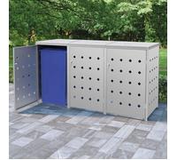 Abri de poubelle triple sur roulettes 240 L Acier inoxydable