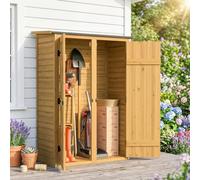 Outsunny Abri de rangement en bois Cabane de jardin – 2 étagères, double portes, loquets – Marron