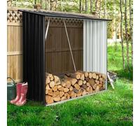 Abri De Stockage 2 M³ Gris En Acier Galvanisé Pour Bûches Gris