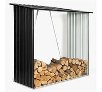IDMarket – Abri de stockage 2 m³ en acier galvanisé pour bûches – Gris