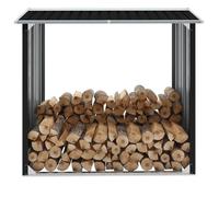 vidaXL Abri de stockage à bois Acier galvanisé 172x91x154 cm Anthracite avec sol ventilé