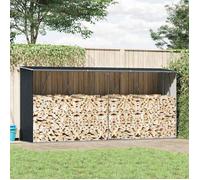 Abri de stockage à bois - Happiness - Acier galvanisé - 330x84x152 cm - Anthracite - Caillebotis surélevés