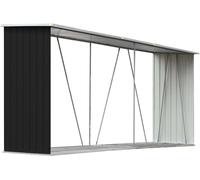 Abri de stockage à bois, pour bûches, en acier galvanisé, toit incliné, cadre de plancher stable, 330x84x152 cm, anthracite