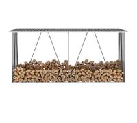 vidaXL Dépôt de bois de chauffage Acier galvanisé 330x84x152 cm Anthracite