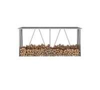 vidaXL Dépôt de bois de chauffage en acier galvanisé 330x84x152 cm Gris