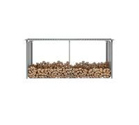 vidaXL Dépôt de bois de chauffage en acier galvanisé 330 x 92 x 153 cm Gris