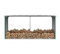 vidaXL Dépôt de bois de chauffage Acier galvanisé 330 x 92 x 153 cm Vert