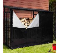 Abri De Stockage En Acier Galvanisé Pour Bûches L. 274 Cm Avec Housse De Protection 150 Gr Noir