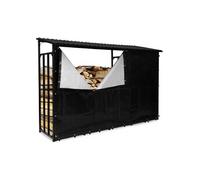 Abri de stockage en acier galvanisé pour bûches L. 274 cm avec housse de protection
