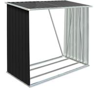 Abri de stockage pour bois de chauffage, Acier galvanisé, Toit incliné, Cadre de plancher stable, 2 m³, Anthracite, 163x83x154 cm