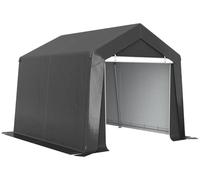 Abri de voiture en forme de tente - Tente pour garage de 3 x 3 mètres - Bâche en PE imperméable - Structure en métal avec revêtement en poudre - Porte basculante - Fenêtre de ventilation - Bords renfo