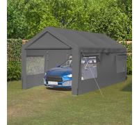 Abri de voiture en toile, dimensions 3 x 6 mètres, garage pour voiture, tente de stockage avec fenêtres à enroulement, parois latérales et toit amovibles, structure de base, adapté aux SUV, aux bateau