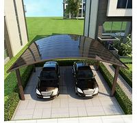 Abri de voiture robuste en alliage d'aluminium avec panneaux en polycarbonate, toit arqué, auvent extérieur moderne, protection solaire, structure de carport GRIS
